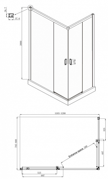 Душевое ограждение Ambassador Queen 11011205LBlack