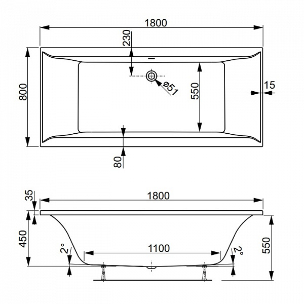 Акриловая ванна Vagnerplast Veronela 180x80 VPBA180VEA2X-04