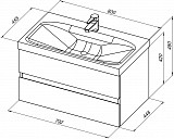 Тумба под раковину Aquanet Беркли 80 белый глянец (2 ящика) 00302351