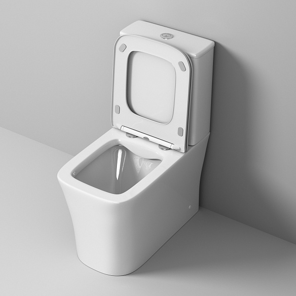 Унитаз Classic GR-4467S (620*360*820) напольный БЕЗОБОДКОВЫЙ с тонкой крышкой, 2 места