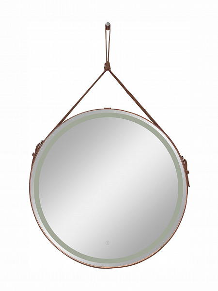 Зеркало Континент "Millenium Brown Led" D 650 на ремне из натуральной кожи коричневого цвета