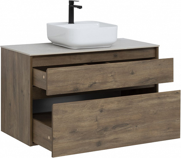 Тумба под раковину Aquanet Nova Lite 100 дуб рустикальный (2 ящика) 00249521