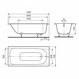 Стальная ванна Kaldewei Eurowa 170x70 119812030001 mod. 312-1