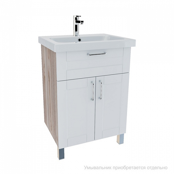 Тумба напольная, 60 см, белая/под дерево, New Sena, IDDIS, NSE60W2i95