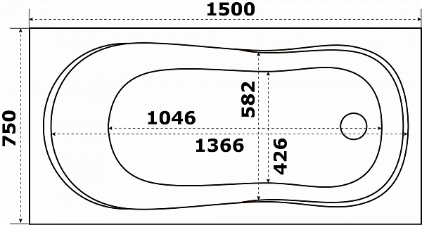 Ванна акриловая Azario Тенза 150х75