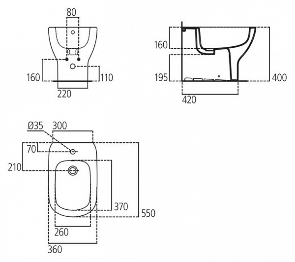 Биде напольное Ideal Standard Tesi T354001