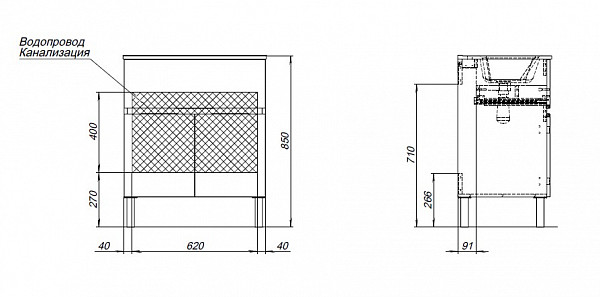 Тумба под раковину Aquanet Алвита new 70 1 ящик, 2 дверцы, антрацит 00303900
