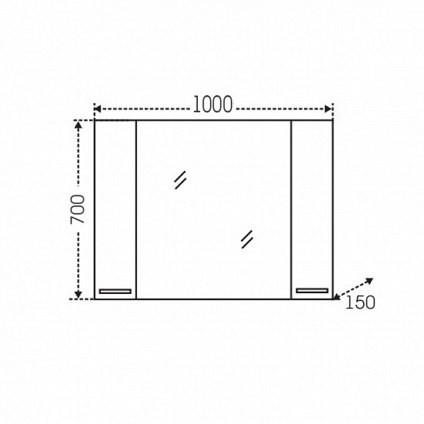 Зеркальный шкаф Родос 100, со светом Санта 106018