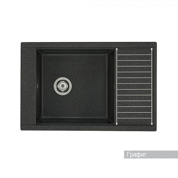 Мойка для кухни Aquaton Делия 78 прямоугольная с крылом графит 1A715132DE210
