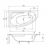 Акриловая ванна Besco Cornea 140x80 WAC-140-NL Левая
