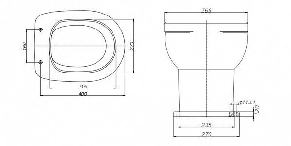 Унитаз ДАЧНЫЙ с СИДЕНЬЕМ  (КЕРАМИН)