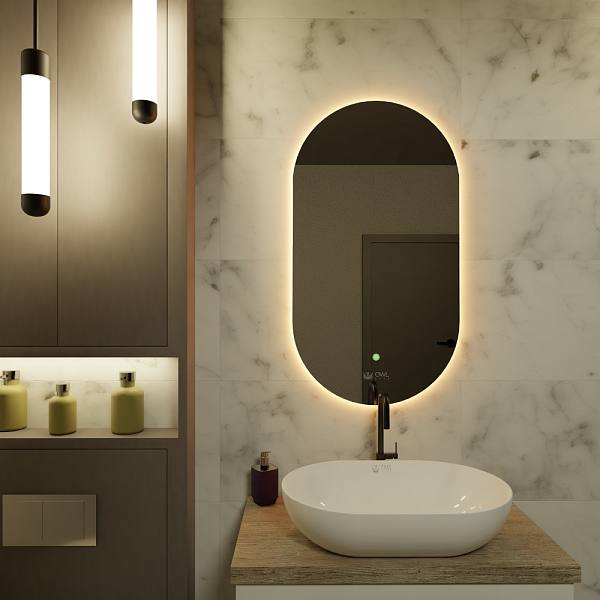 Rusken Зеркало с ореольной LED подсветкой, 550х1000 УНИВЕРСАЛЬНАЯ ПОДСВЕТКА