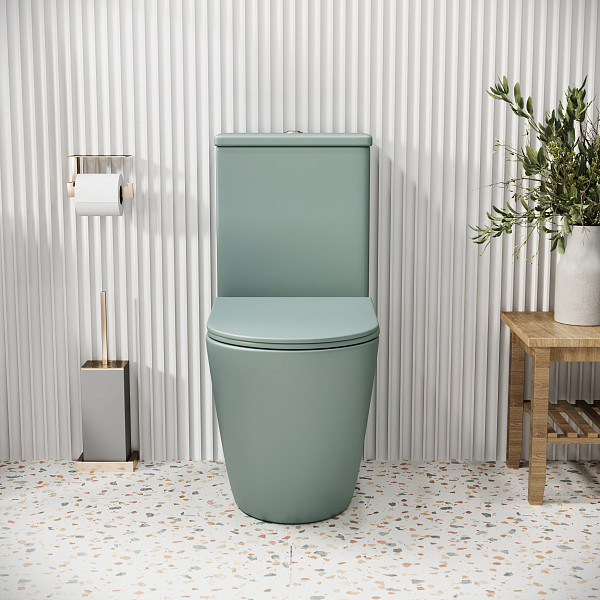 Унитаз GR-4480MNMS Color (620*365*810) МЯТНЫЙ МАТОВЫЙ напольный БЕЗОБОДКОВЫЙ, 2 места