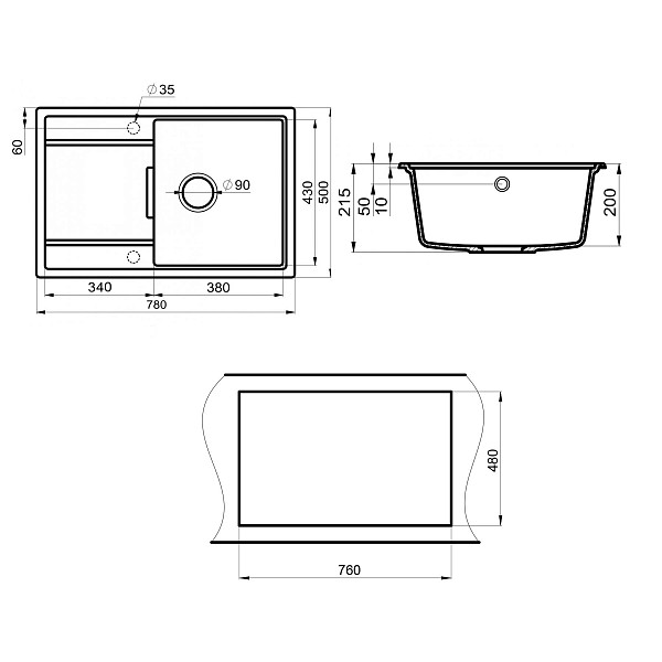 Мойка кухонная Point Лаура 78 PN3005AL, серый