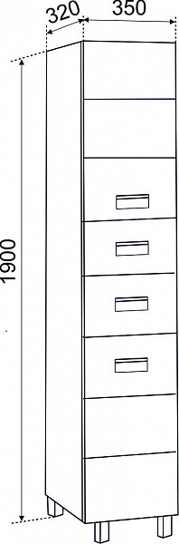 Пенал МОНТАНА 35 
2 ящика Левый