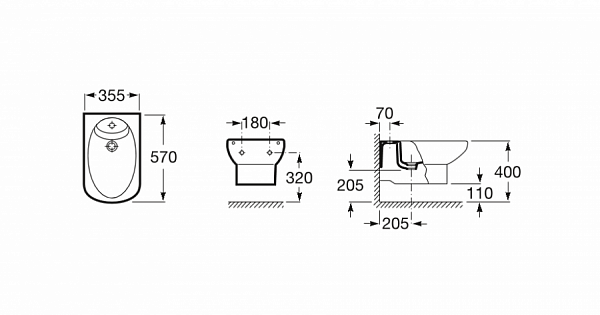 Биде Roca Dama Senso подвесное 357515000