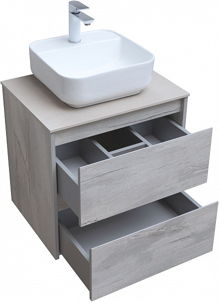 Тумба под раковину Aquanet Nova Lite 60 дуб белый (2 ящика) 00287874