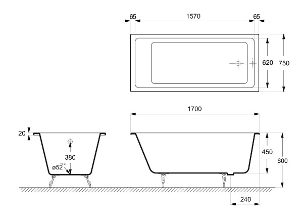 Ванна чугунная Delice Level 1400х700 с антискользящим покрытием