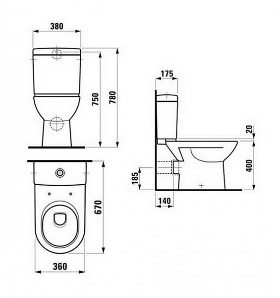 Унитаз-компакт Laufen Pro 8.2495.6.000.000.1