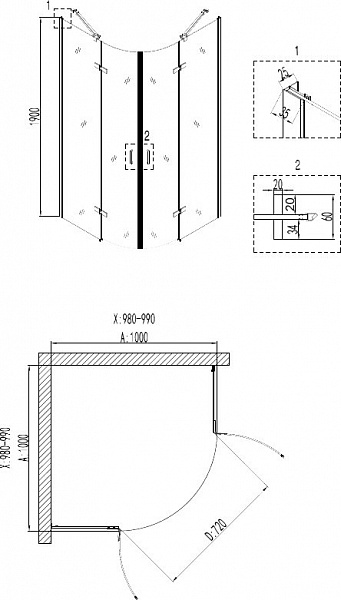Душевой уголок Niagara Nova 100х100х190 NG- 6616-08