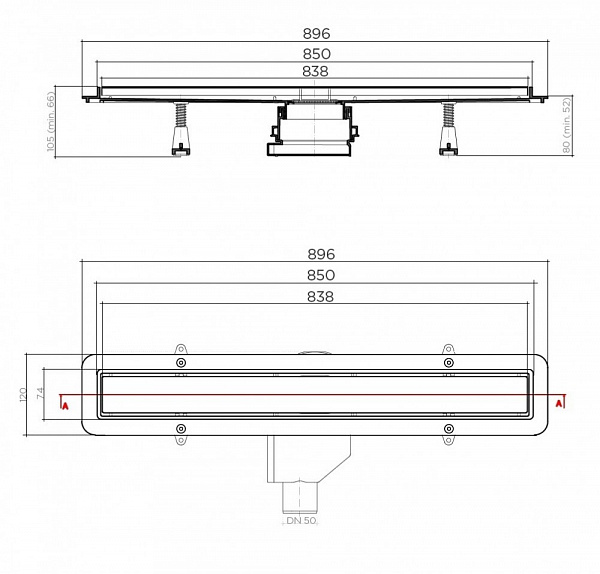 Душевой лоток Betto by Pestan Net Line 850