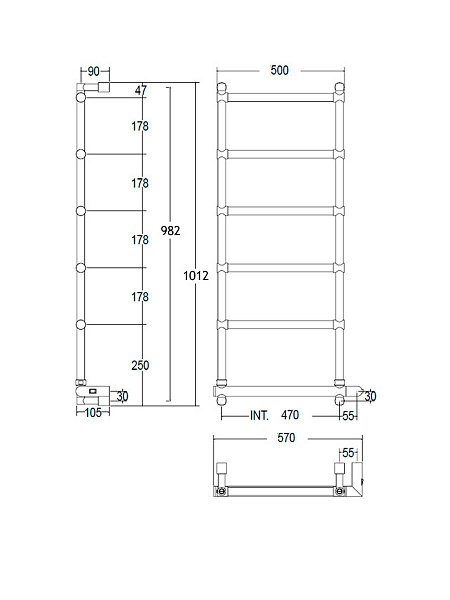 Полотенцесушитель электрический Margaroli Sole 542, цвет: хром 5424706CRNB