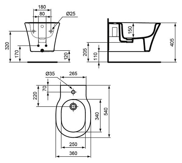 Биде подвесное Ideal Standard Connect Air E026601