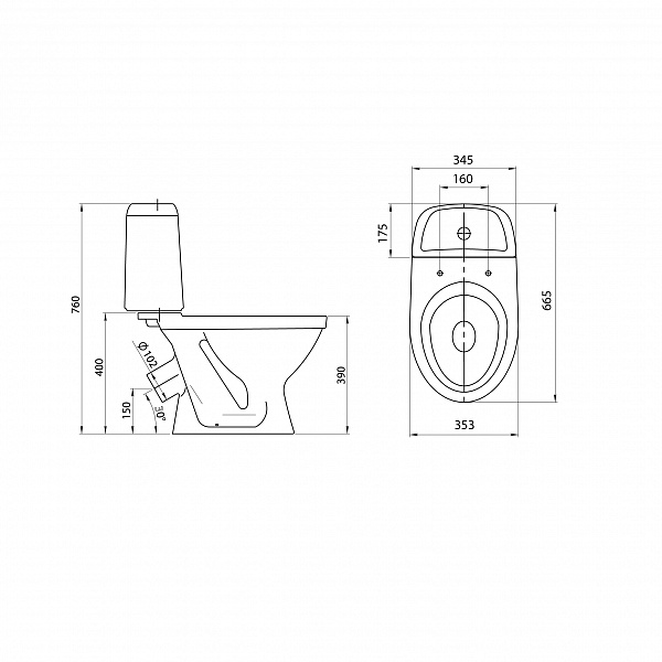 Унитаз-компакт Santeri Прайм (комфорт) белый 1.P206.3.S00.00B.F