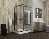 Душ. уголок NG-012-14Q BLACK(1200х800х1950) низкий поддон(13см) стекло МОЗАИКА, 2 места