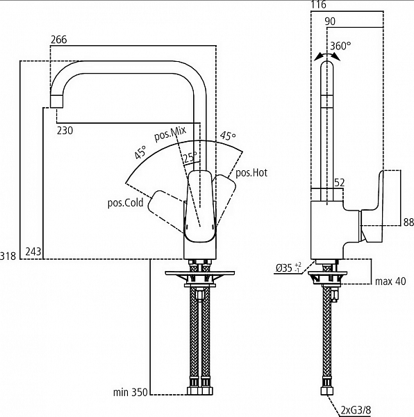 Смеситель Ideal Standard Ceraplan lll B0725AA для кухонной мойки
