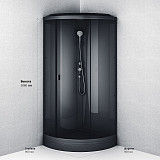 W90C-401-090BT Gem кабина душевая 90x90, 1/4 круга,  профиль черный, стекло прозрачное