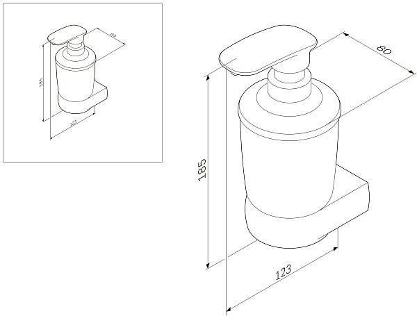 A3036900 Sensation, Стеклянный диспенсер для жидкого мыла с настенным держателем, хром, шт