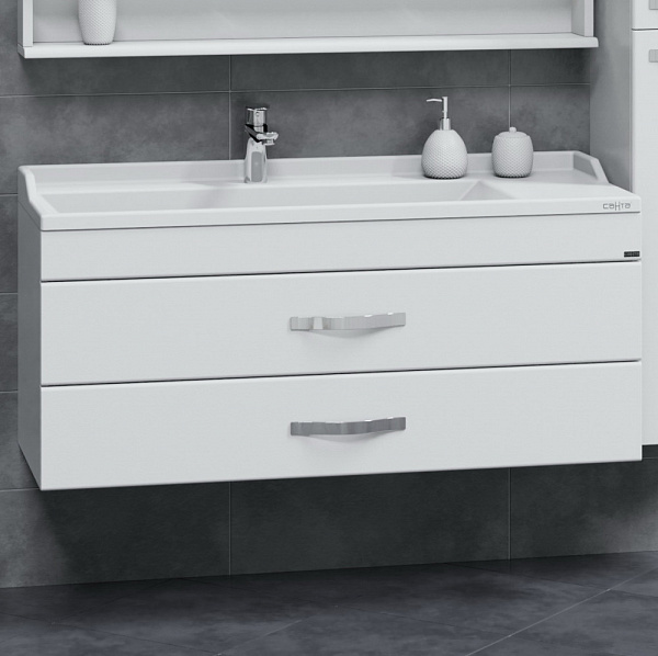 Тумба для умыв. "Виктория 120" NEW  подвес. (ум Сириус 120 литой мрамор) Санта