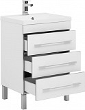 Тумба с раковиной Aquanet Верона 58 белый (напольная 3 ящика) 00287668