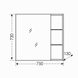 Зеркальный шкаф Дублин 75 универсальный Санта 123006