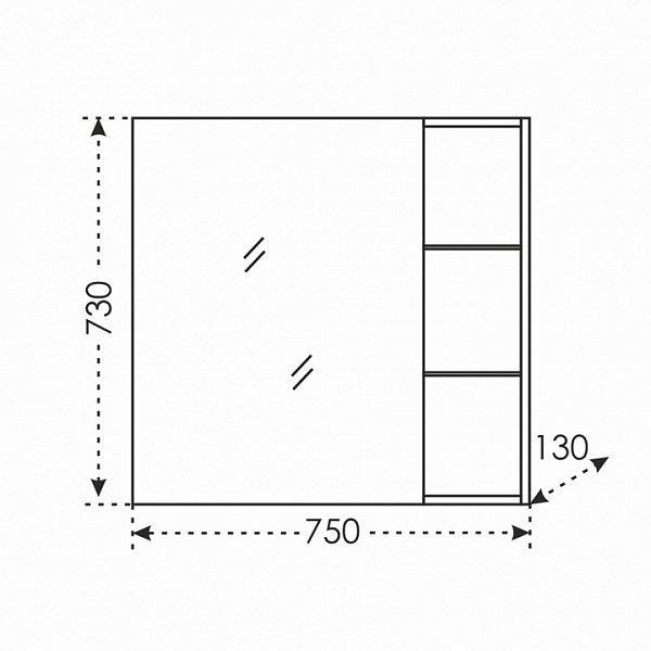 Зеркальный шкаф Дублин 75 универсальный Санта 123006