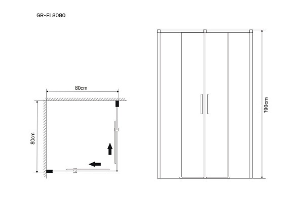 Душ.ограждение GR-8080 Fly (80*80*190) квадрат, двери раздвижные 1 место