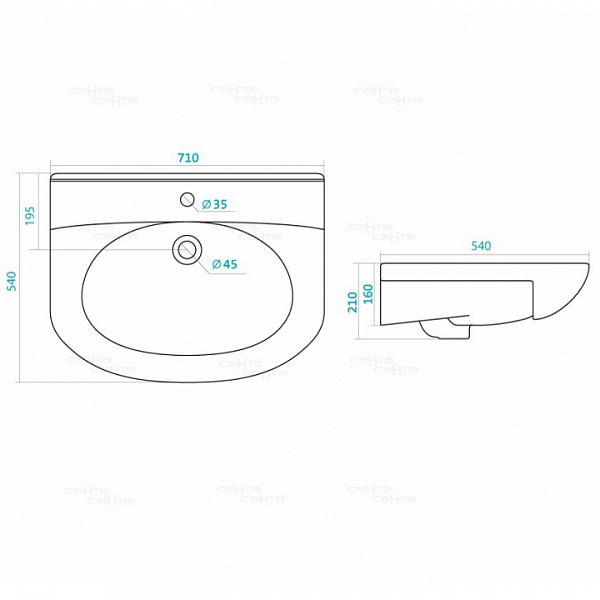 Мебельная раковина Лидия 70