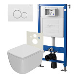 Сет: Система инсталляции Point Элемент для подвесного унитаза PN45120 + Клавиша смыва для инсталляции Point Виктория, белая/хром, PN44061WC + Унитаз подвесной Point Меркурий безободковый, сиденье дюропласт микролифт, быстросъем, белый PN41831