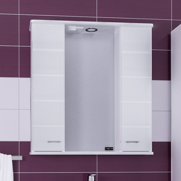 Зеркальный шкаф Омега 75, свет Санта 107005