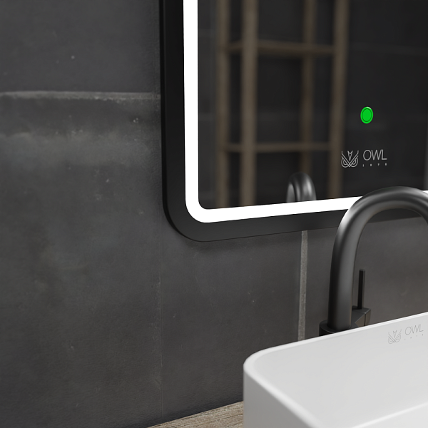 Langas Black Square Зеркало с LED подсветкой и сенсором, 600х800, черная рама