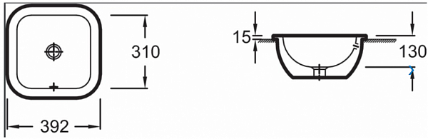 Встраиваемая раковина Jacob Delafon Vox 39,2х39,2 см EYF102-00