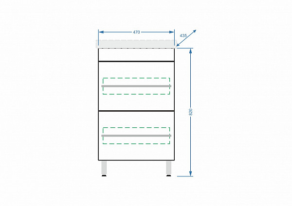 Тумба напольная "Ванесса 50", 2 ящ., Сомо 50