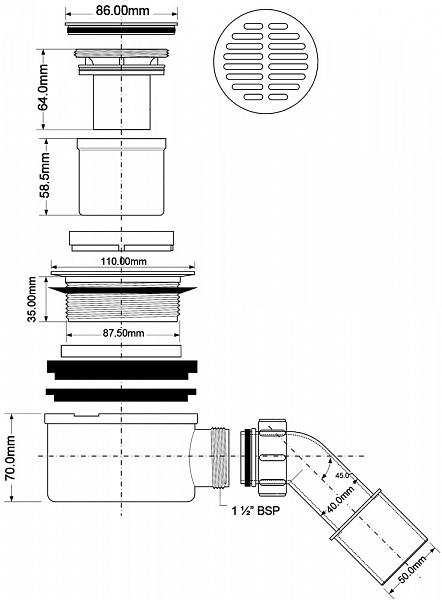 Сифон  McAlpine MRS8CPBS