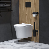 Унитаз Style GR-4475S (490*365*355) подвесной БЕЗОБОДКОВЫЙ с тонкой крышкой, 1 место