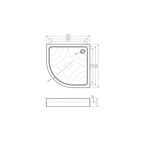 Поддон акриловый "KOLLER POOL" Grace 90x90 GRACE90R