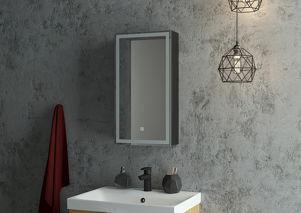 Зеркало-шкаф Континент"Mirror Box black Led" 350х650 левый
