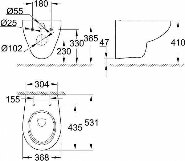 Унитаз подвесной Grohe Bau Ceramic 39427000