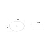 C8FC0X055GWOV Universal накладная раковина без базы под смес, 55 см, овал, бел глянц