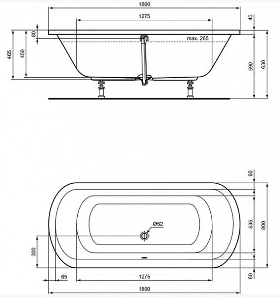 Акриловая ванна deal Standard Hotline K275601 180x80